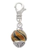 Wide Translucent Tiger Print - Gold Tone Spinner Clip On Charm
