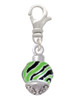 Wide Lime Green Zebra Print Band Spinner Clip On Charm