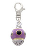 Wide Black Dots on Purple - Gold Tone Spinner Clip On Charm
