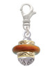 Translucent Brown Center Gold Tone Spinner Clip On Charm