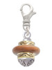 Tan Center Gold Tone Spinner Clip On Charm