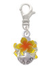 Hot Yellow and Orange Plumeria Flowers Spinner Clip On Charm