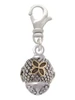 Gold Tone Flower on Silver Tone Hatched Background Spinner Clip On Charm