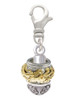 Gold Tone Dragon with Silver Tone Border Spinner Clip On Charm