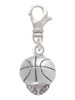 Antiqued Silver Tone Basketball Spinner Clip On Charm