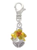 Hot Yellow & Orange Plumeria Flowers Spinner Clip On Charm