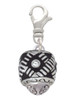 Diagonal Banded Barrel with Clear Crystals Spinner Clip On Charm