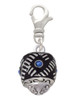 Diagonal Banded Barrel with Blue Crystals Spinner Clip On Charm