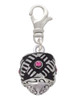 Diagonal Banded Barrel with Hot Pink Crystals Spinner Clip On Charm