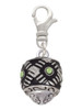 Diagonal Banded Barrel with Lime Green Crystals Spinner Clip On Charm