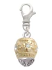 Raised Gold Tone Flowers with Clear Crystals on Barrel Gold Tone Spinner Clip On Charm