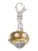 Tan with Crystals Gold Tone Spinner Clip On Charm