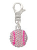 Small Sparkle Pink AB Softball Clip On Charm