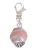Pink Softball with Silver Tone Stitching Spinner Clip On Charm