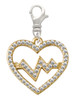 Gold Tone Large Crystal Heart - Heartbeat Clip On Charm
