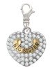 Gold Tone Big Sister Rock on Clear Crystal Heart Clip On Charm