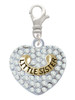 Gold Tone Little Sister Rock on Clear Crystal Heart Clip On Charm