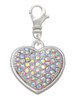 Large Rounded Clear AB Oktant Crystal Heart Clip On Charm