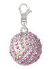 Large Super Sparkle Crystal Pink AB Volleyball Clip On Charm