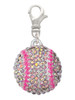 Large Super Sparkle Crystal Pink AB Softball Clip On Charm