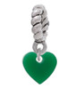 Acrylic 5/16" Green Heart Rope Charm Bead Dangle