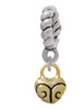 Mini Gold Tone Scroll Heart Rope Charm Bead Dangle