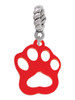 Acrylic Small Paw Red Rope Charm Bead Dangle