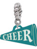 Acrylic 3/4" Teal Cheer Megaphone Rope Charm Bead Dangle
