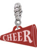 Acrylic 3/4" Maroon Cheer Megaphone Rope Charm Bead Dangle
