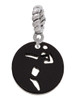Acrylic Small Black Disc Volleyball Player Rope Charm Bead Dangle