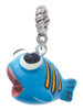 Resin Blue Fish with Orange Stripes Rope Charm Bead Dangle