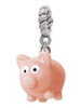 Resin Pink Pig Rope Charm Bead Dangle