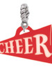 Acrylic 1.25" Red Cheer Megaphone Rope Charm Bead Dangle