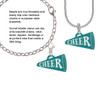 Acrylic 1.25" Teal Cheer Megaphone Rope Charm Bead Dangle