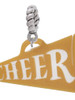 Acrylic 1.25" Gold Tone Cheer Megaphone Rope Charm Bead Dangle