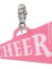 Acrylic 1.25" Pink Cheer Megaphone Rope Charm Bead Dangle