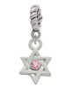 Mini Star of David with Pink Crystal Rope Charm Bead Dangle
