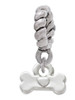 Mini Dog Bone with Heart Rope Charm Bead Dangle