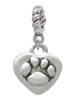 Mini Heart with Paw Rope Charm Bead Dangle