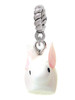 Resin White Big Ear Bunny Rope Charm Bead Dangle