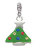 Green Resin Christmas Tree with Crystals Rope Charm Bead Dangle