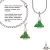 Green Resin Christmas Tree with Crystals Rope Charm Bead Dangle