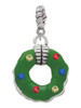 Green Resin Wreath with Crystals Rope Charm Bead Dangle