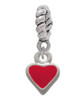 Mini 2-D Red Heart Rope Charm Bead Dangle