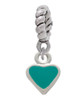 Mini Two Sided Teal Heart Rope Charm Bead Dangle