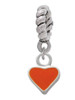 Mini Two Sided Orange Heart Rope Charm Bead Dangle