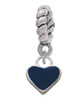 Mini Two Sided Blue Heart Rope Charm Bead Dangle