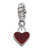 Mini Two Sided Maroon Heart Rope Charm Bead Dangle