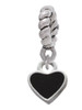 Mini Two Sided Black Heart Rope Charm Bead Dangle