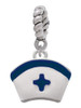 Nurse Hat with Blue Cross Rope Charm Bead Dangle